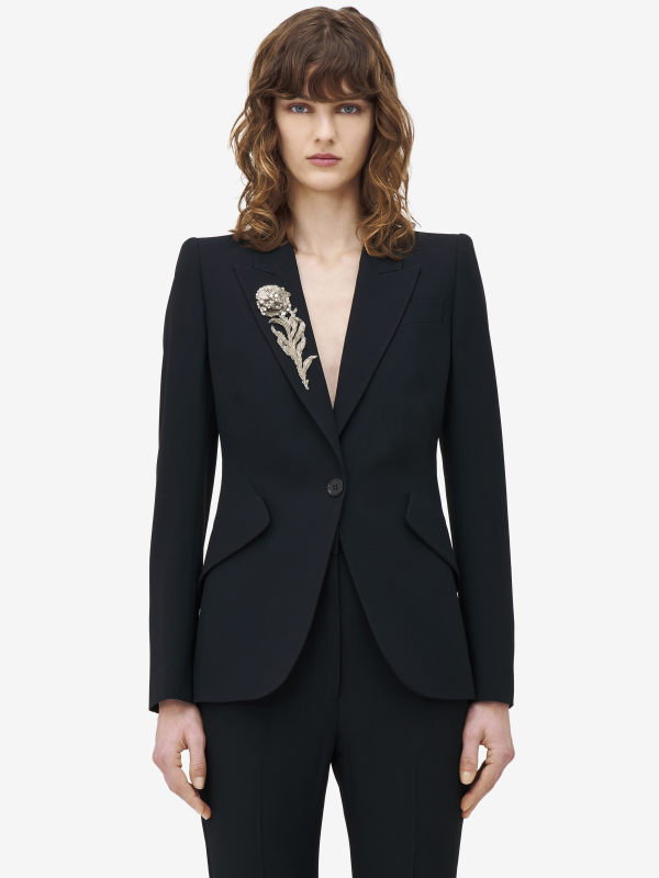 ALEXANDER MCQUEEN - Peak Shoulder Embellished Jacket - Item 830147QEAAA9007